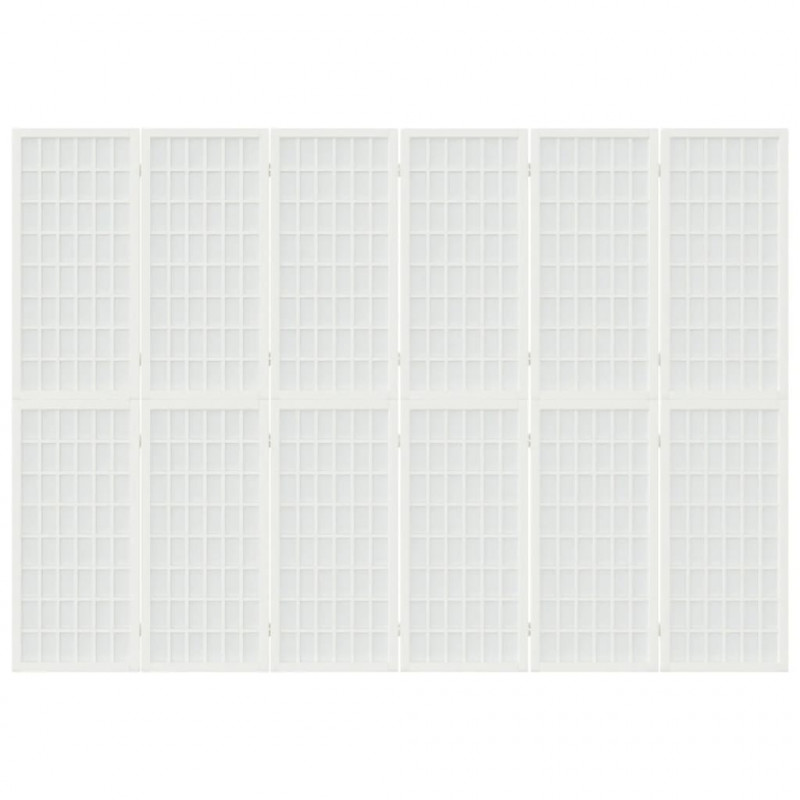 Składany parawan 6-panelowy, styl japoński, 240x170 cm, biały