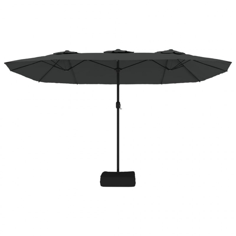 Podwójny parasol ogrodowy z LED, antracytowy, 449x245 cm