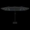 Podwójny parasol ogrodowy z LED, antracytowy, 449x245 cm