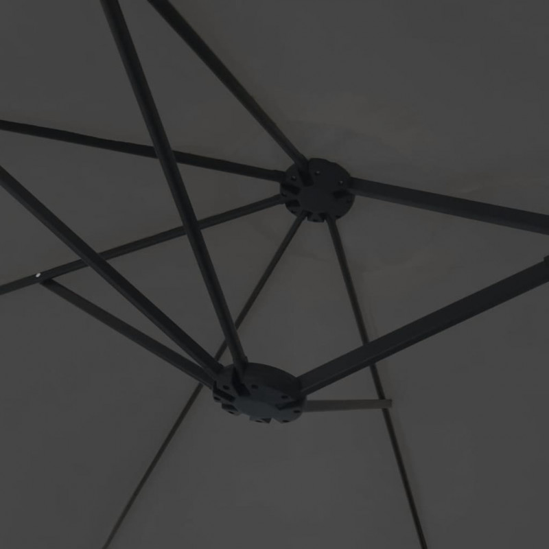 Podwójny parasol ogrodowy z LED, antracytowy, 449x245 cm
