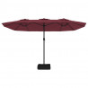 Podwójny parasol ogrodowy z LED, bordowy, 449x245 cm