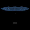 Podwójny parasol ogrodowy z LED, niebieski, 449x245 cm