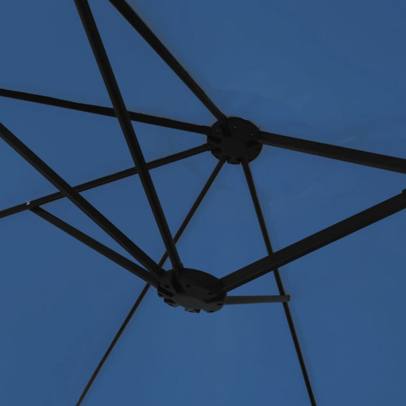 Podwójny parasol ogrodowy z LED, niebieski, 449x245 cm