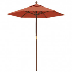 Parasol ogrodowy na drewnianym słupku, terakotowy, 196x231 cm