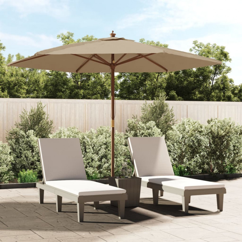 Parasol ogrodowy na drewnianym słupku, kolor taupe, 299x240 cm