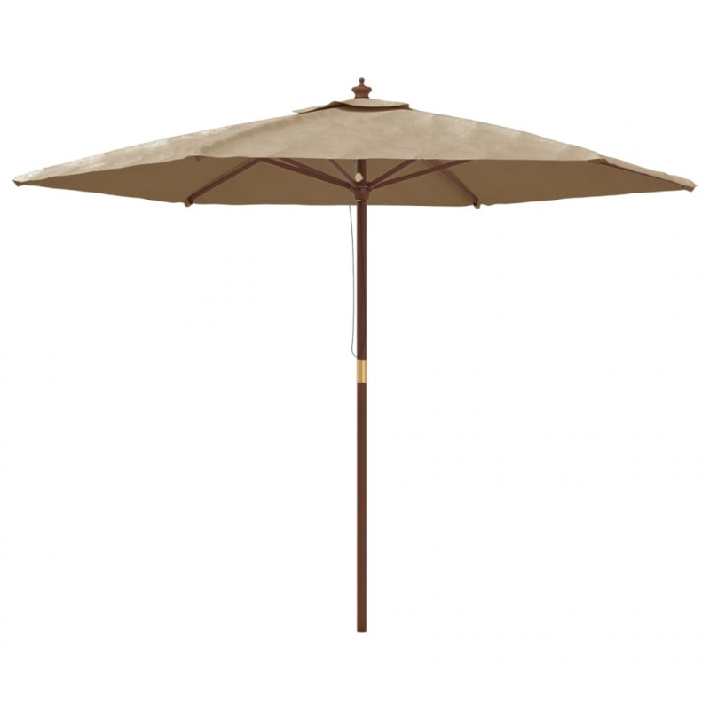 Parasol ogrodowy na drewnianym słupku, kolor taupe, 299x240 cm