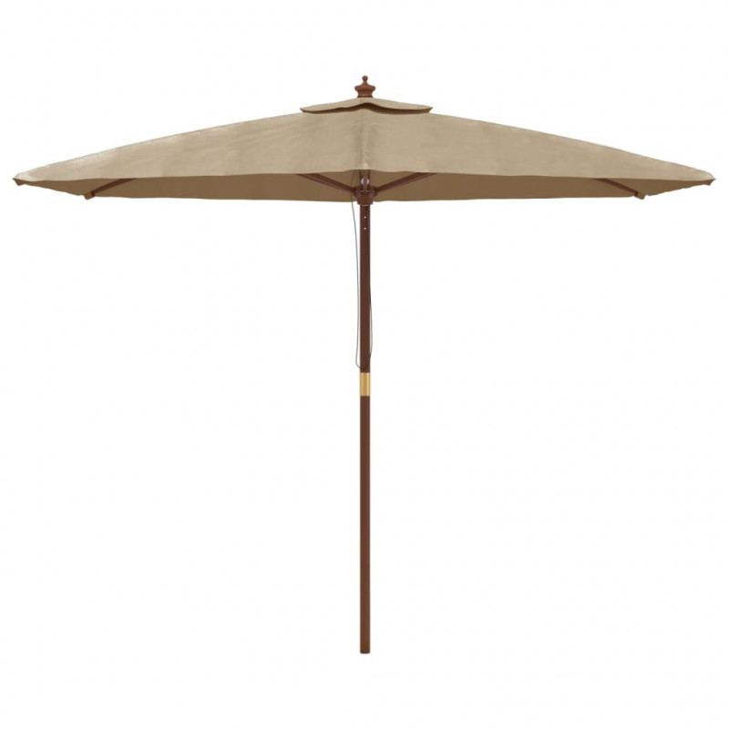 Parasol ogrodowy na drewnianym słupku, kolor taupe, 299x240 cm