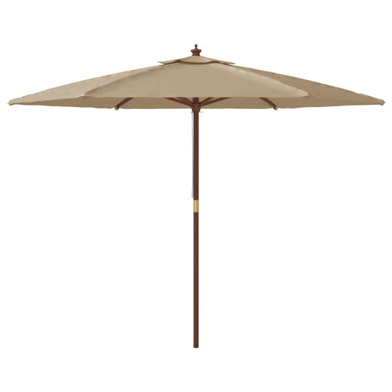 Parasol ogrodowy na drewnianym słupku, kolor taupe, 299x240 cm