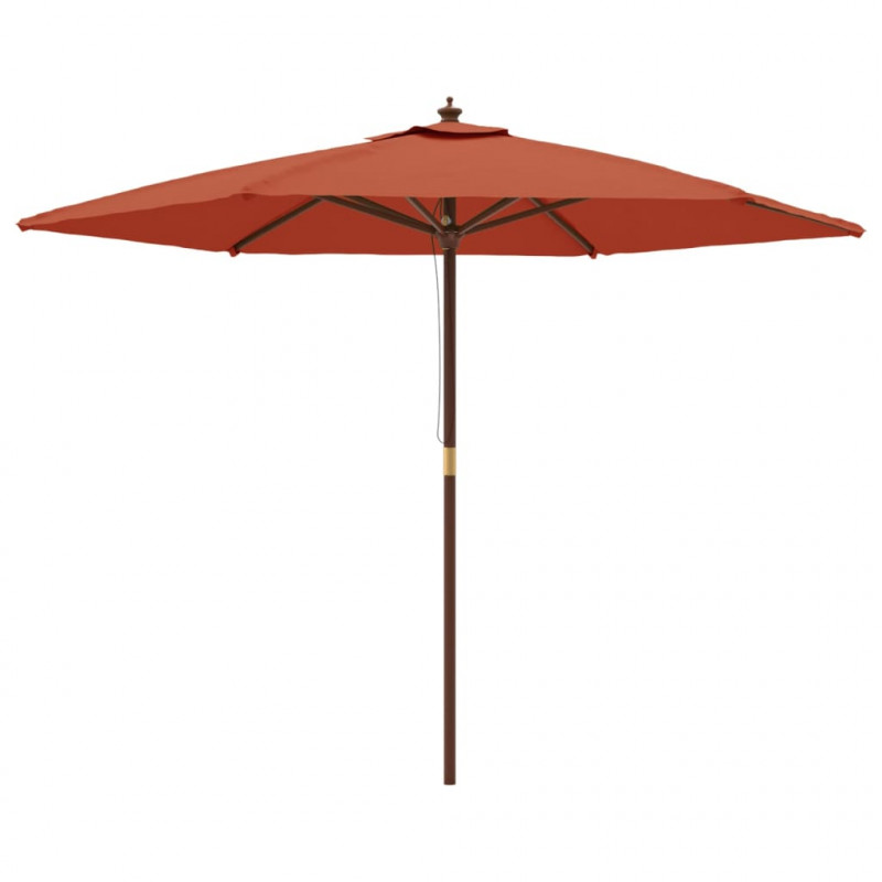 Parasol ogrodowy na drewnianym słupku, terakotowy, 299x240 cm