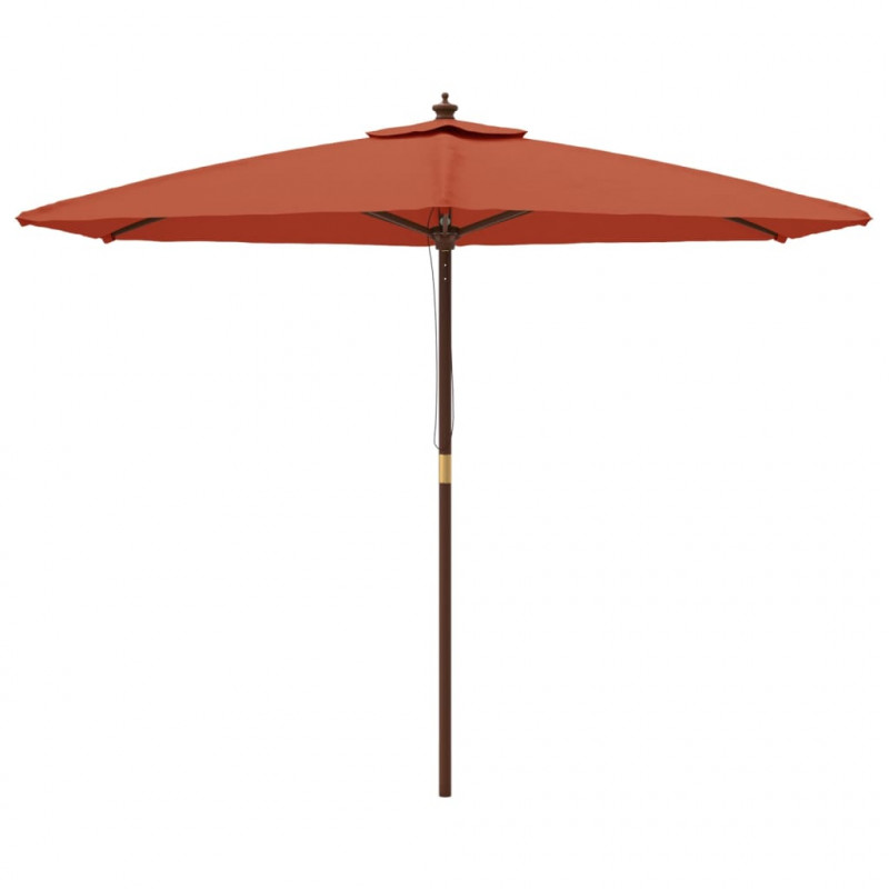 Parasol ogrodowy na drewnianym słupku, terakotowy, 299x240 cm