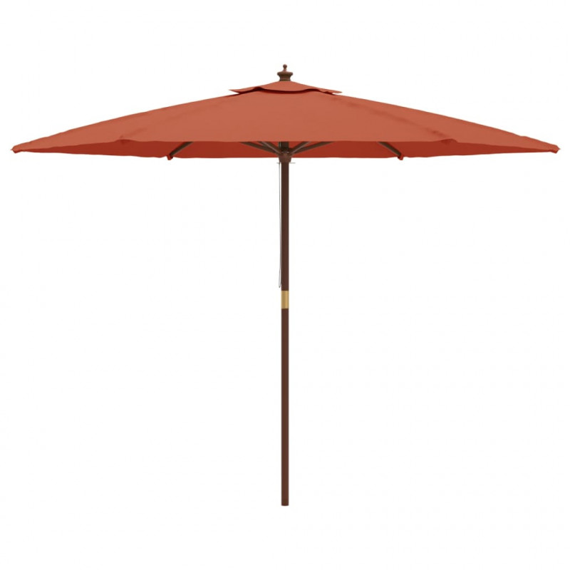 Parasol ogrodowy na drewnianym słupku, terakotowy, 299x240 cm