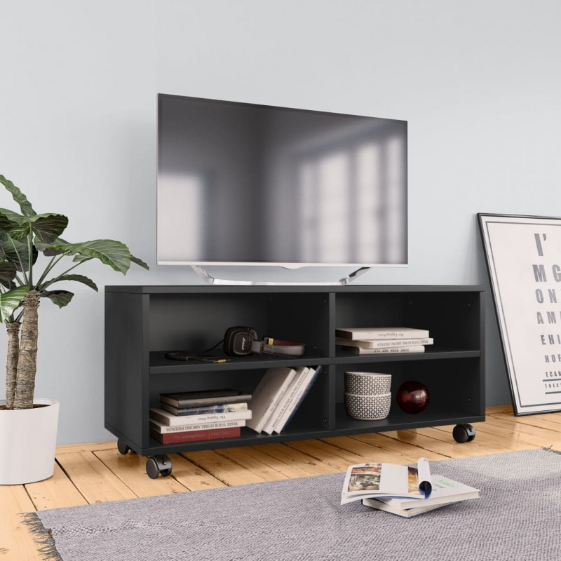 Szafka pod TV, czarna, 90x35x35 cm, materiał drewnopochodny