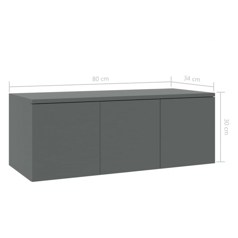 Szafka pod TV, szara, 80x34x30 cm, materiał drewnopochodny