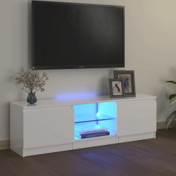 Szafka pod TV z oświetleniem LED, biała, połysk, 120x30x35,5 cm