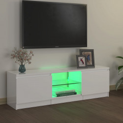 Szafka pod TV z oświetleniem LED, biała, połysk, 120x30x35,5 cm