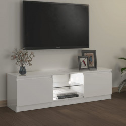 Szafka pod TV z oświetleniem LED, biała, połysk, 120x30x35,5 cm