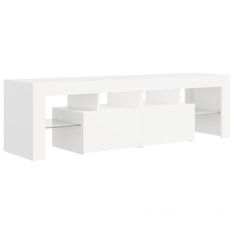 Szafka pod TV z oświetleniem LED, biała, 140x36,5x40 cm