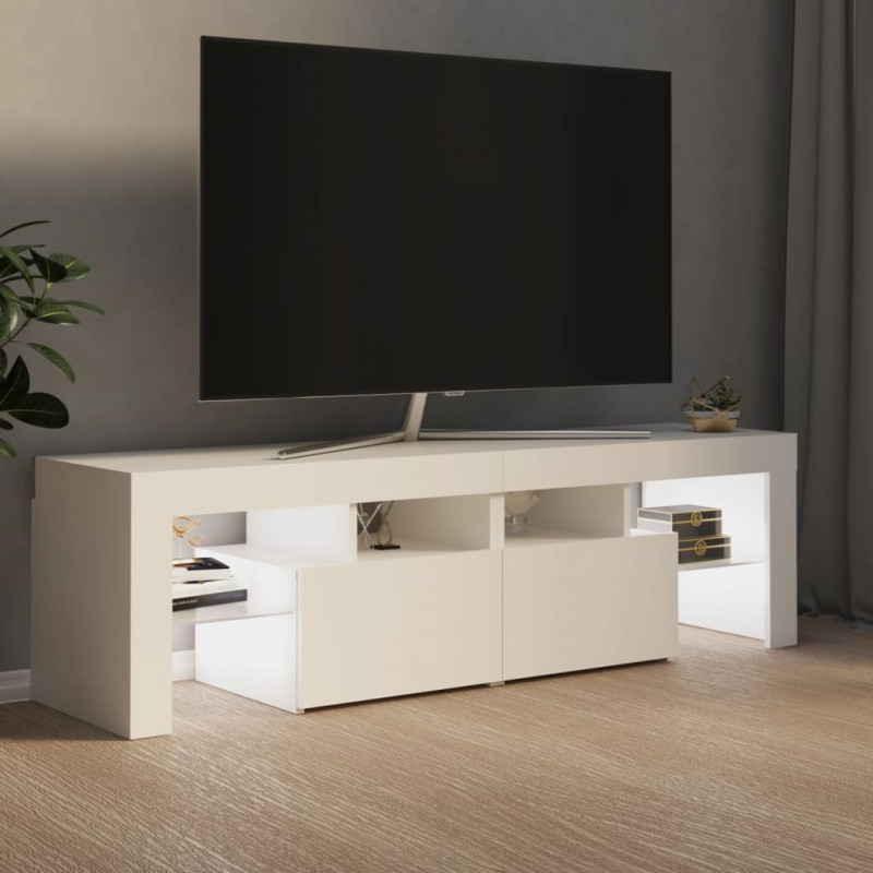 Szafka pod TV z oświetleniem LED, biała, 140x36,5x40 cm