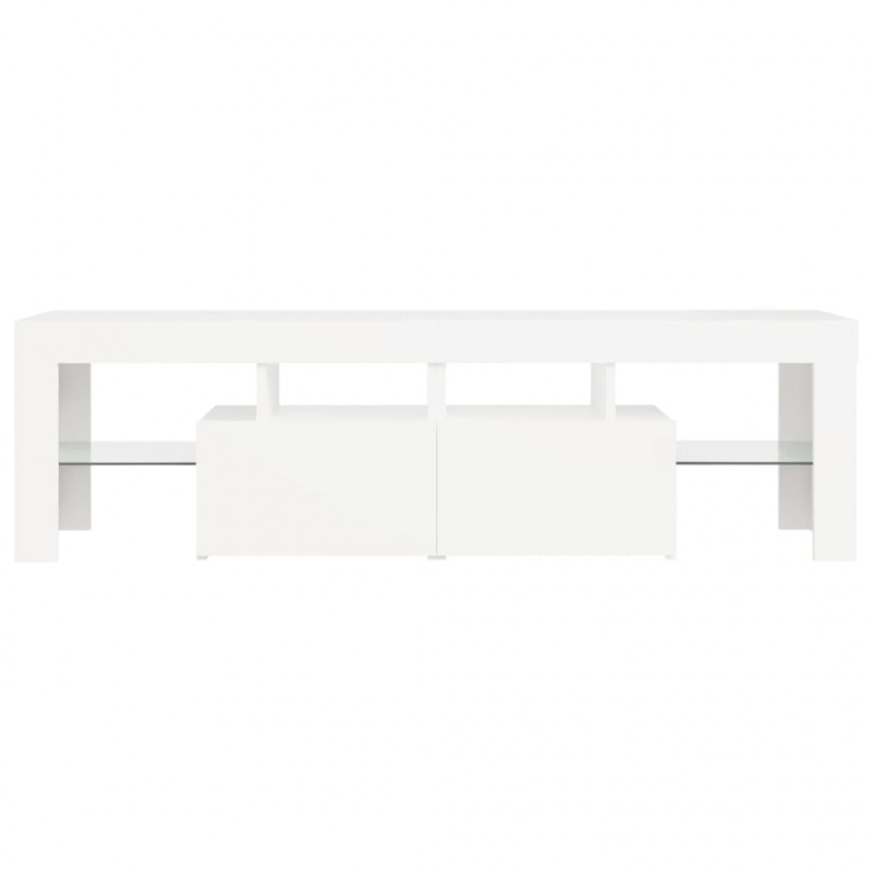 Szafka pod TV z oświetleniem LED, biała, 140x36,5x40 cm