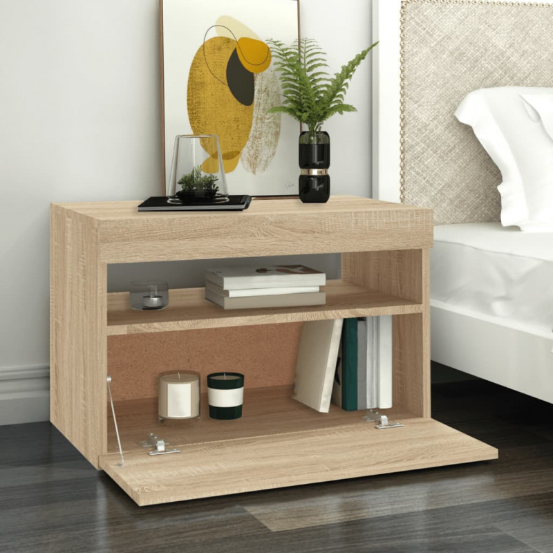 Szafka pod TV z oświetleniem LED, dąb sonoma, 60x35x40 cm