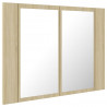 Szafka łazienkowa z lustrem i LED, dąb sonoma, 60x12x45, akryl