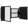 Szafka łazienkowa z lustrem i LED, czarna, 90x12x45 cm, akryl
