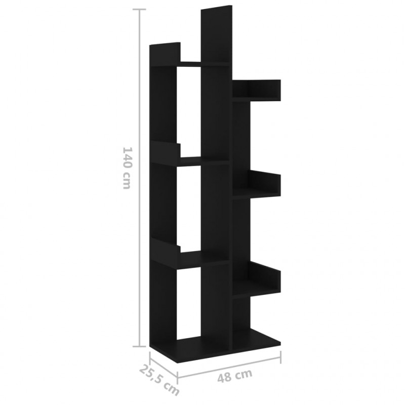 Regał na książki, czarny 48x25,5x140 cm materiał drewnopochodny