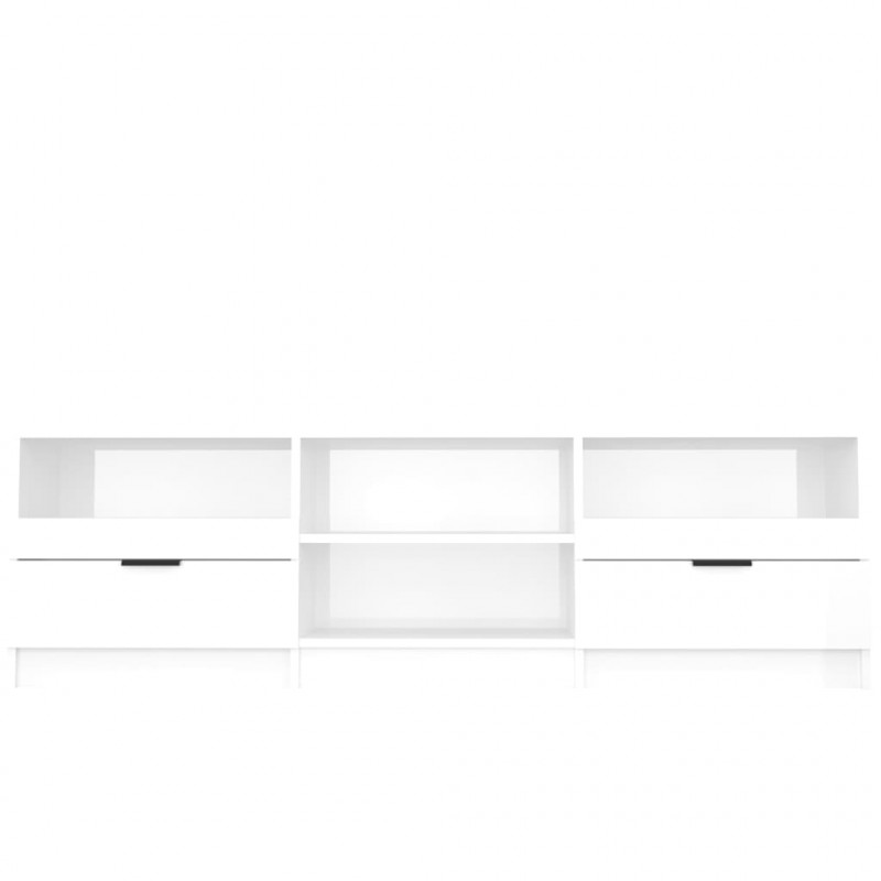 Szafka pod TV, wysoki połysk, biała, 150x33,5x45 cm