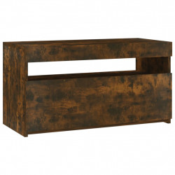 Szafka pod TV z oświetleniem LED, przydymiony dąb, 75x35x40 cm