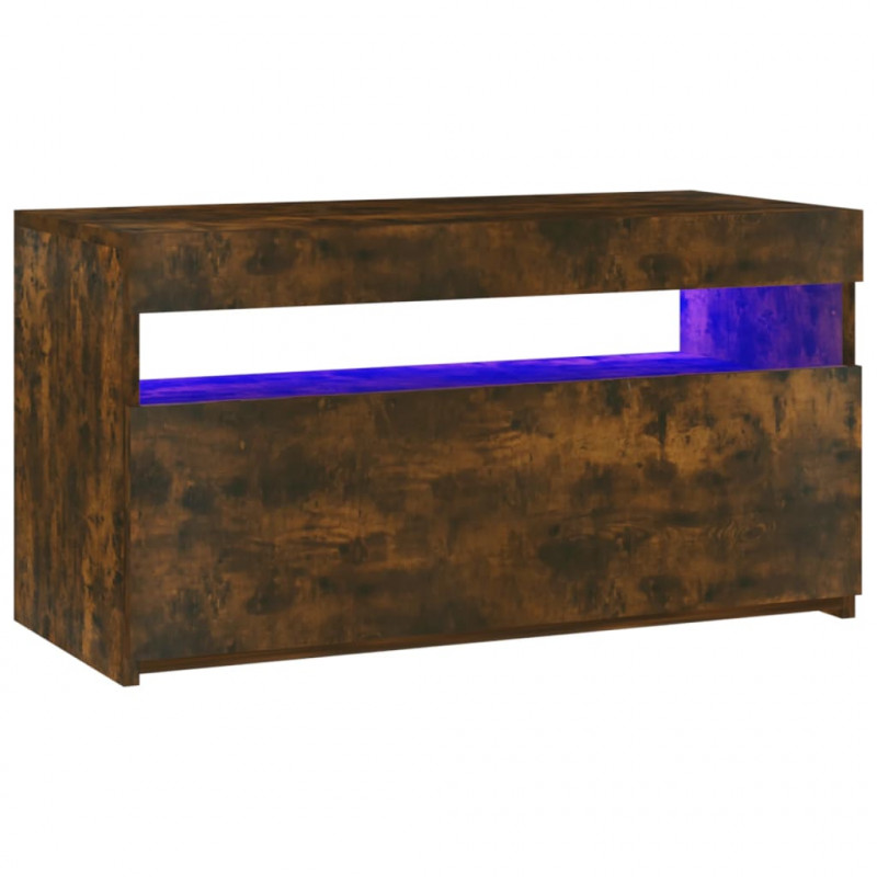 Szafka pod TV z oświetleniem LED, przydymiony dąb, 75x35x40 cm
