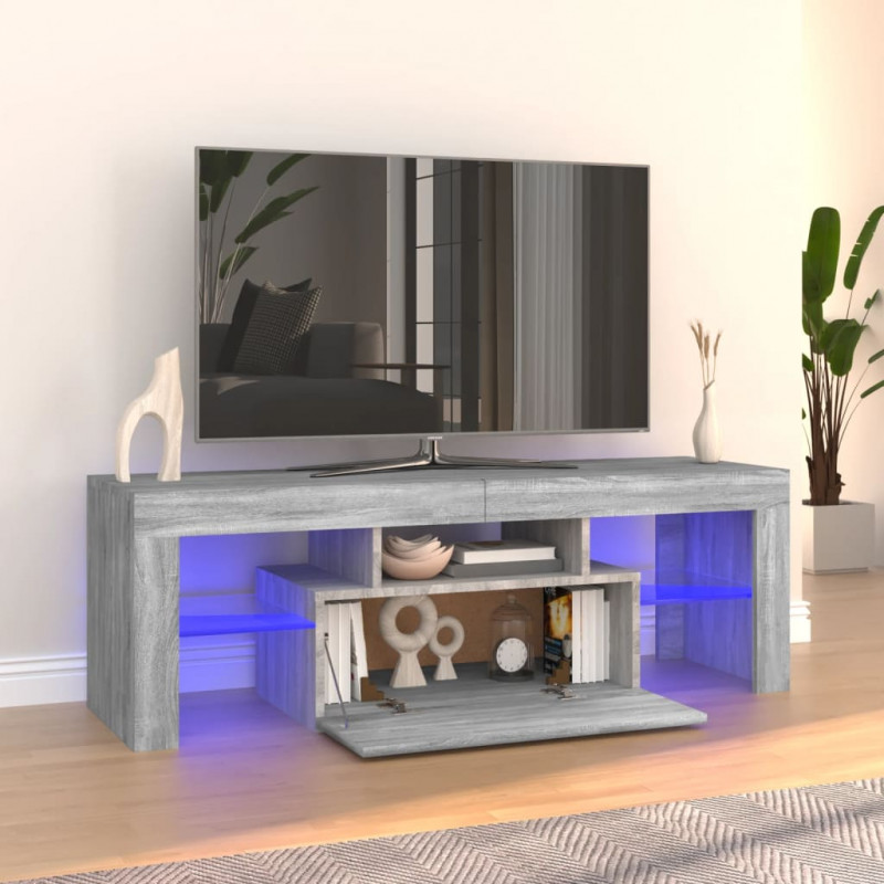 Szafka pod TV z LED, szary dąb sonoma, 120x35x40 cm