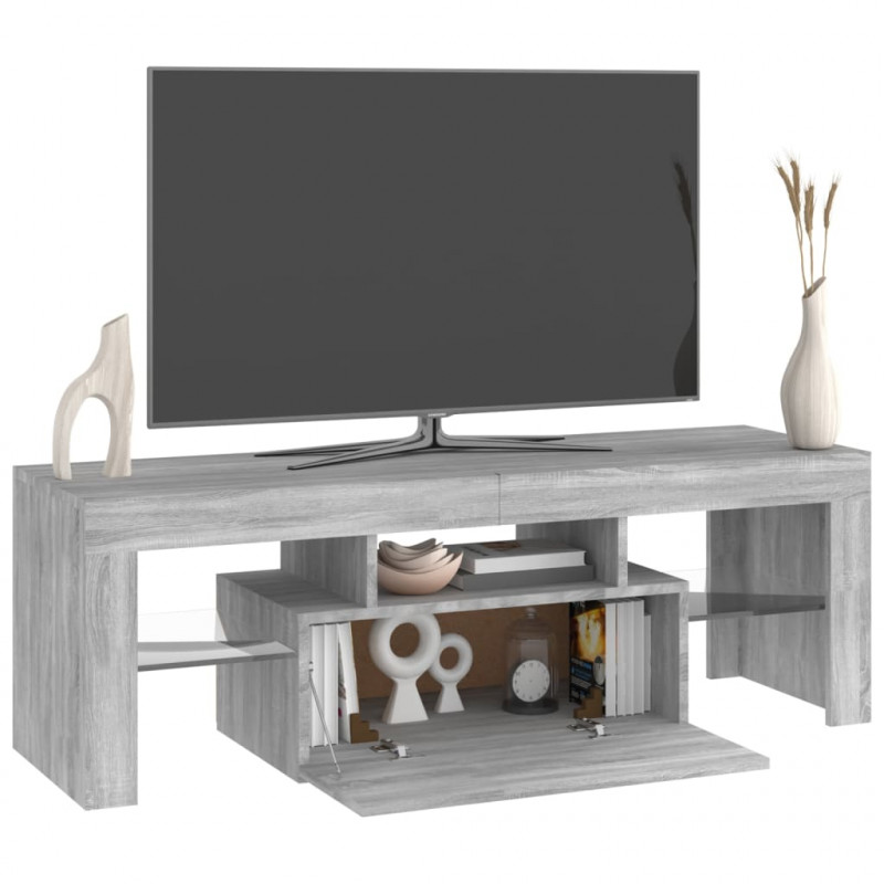 Szafka pod TV z LED, szary dąb sonoma, 120x35x40 cm