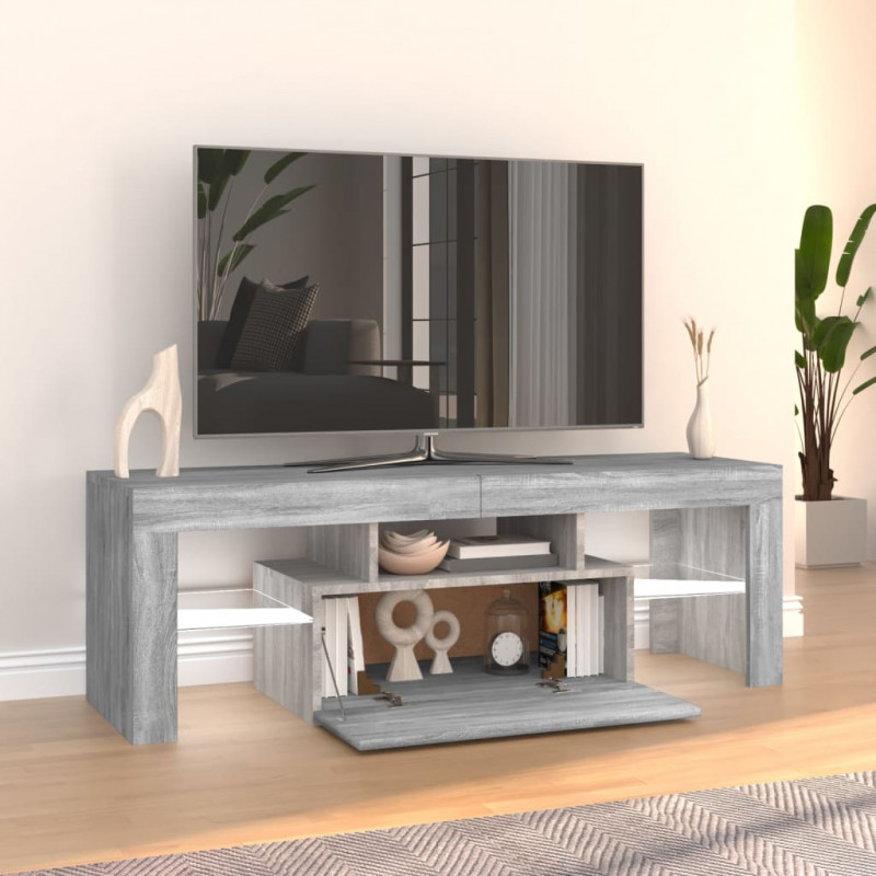 Szafka pod TV z LED, szary dąb sonoma, 120x35x40 cm
