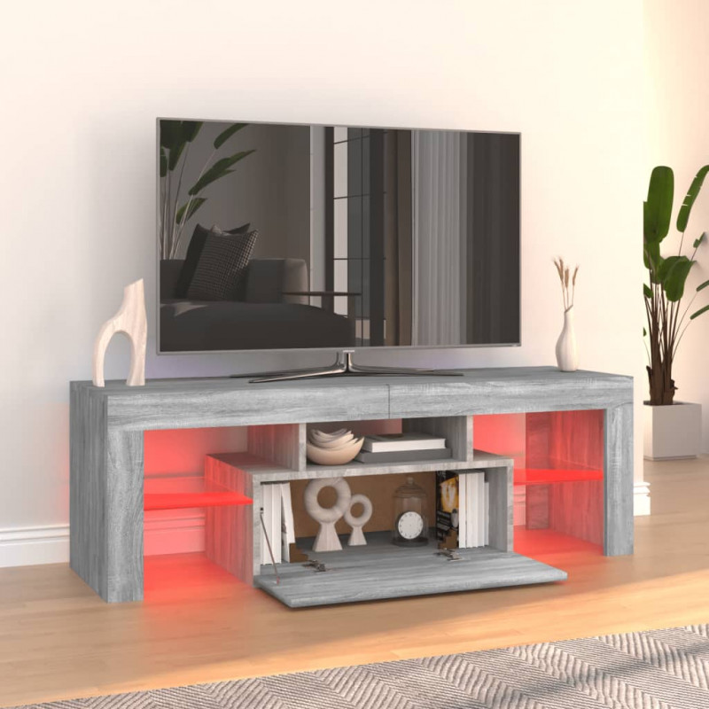 Szafka pod TV z LED, szary dąb sonoma, 120x35x40 cm