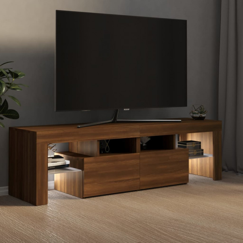 Szafka TV z oświetleniem LED, brązowy dąb, 140x36,5x40 cm