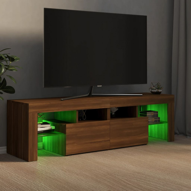 Szafka TV z oświetleniem LED, brązowy dąb, 140x36,5x40 cm