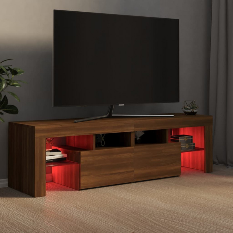 Szafka TV z oświetleniem LED, brązowy dąb, 140x36,5x40 cm