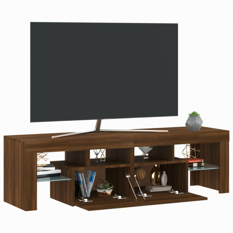 Szafka TV z oświetleniem LED, brązowy dąb, 140x36,5x40 cm
