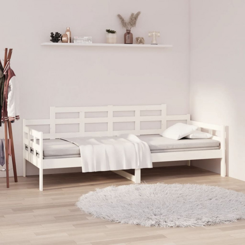 Łóżko dzienne, białe, lite drewno sosnowe, 90x200 cm