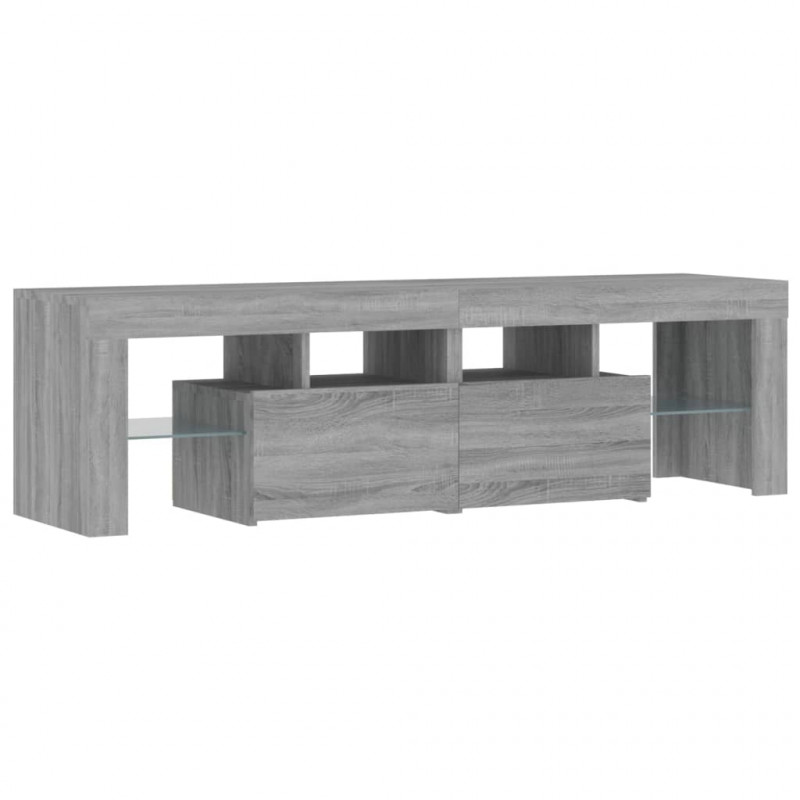 Szafka TV z oświetleniem LED, szary dąb sonoma, 140x36,5x40 cm
