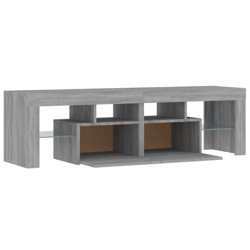 Szafka TV z oświetleniem LED, szary dąb sonoma, 140x36,5x40 cm