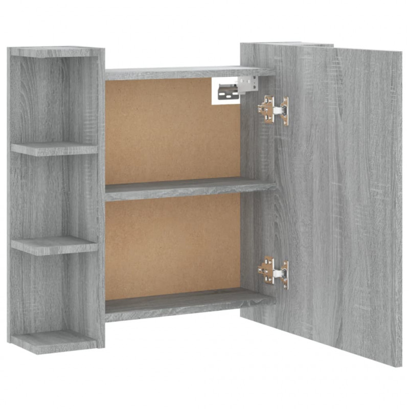 Szafka z lustrem i LED, szary dąb sonoma, 70x16,5x60 cm