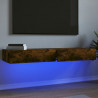 Szafki pod TV z LED, 2 szt., przydymiony dąb, 60x35x15,5 cm