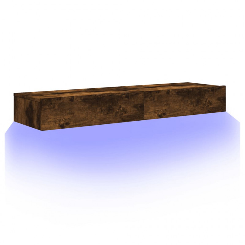 Szafki pod TV z LED, 2 szt., przydymiony dąb, 60x35x15,5 cm