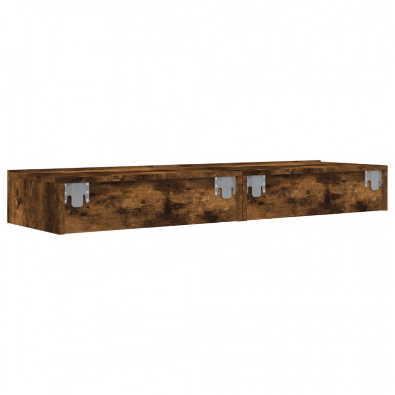 Szafki pod TV z LED, 2 szt., przydymiony dąb, 60x35x15,5 cm