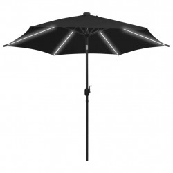 Parasol ogrodowy z LED i aluminiowym słupkiem, 300 cm, czarny