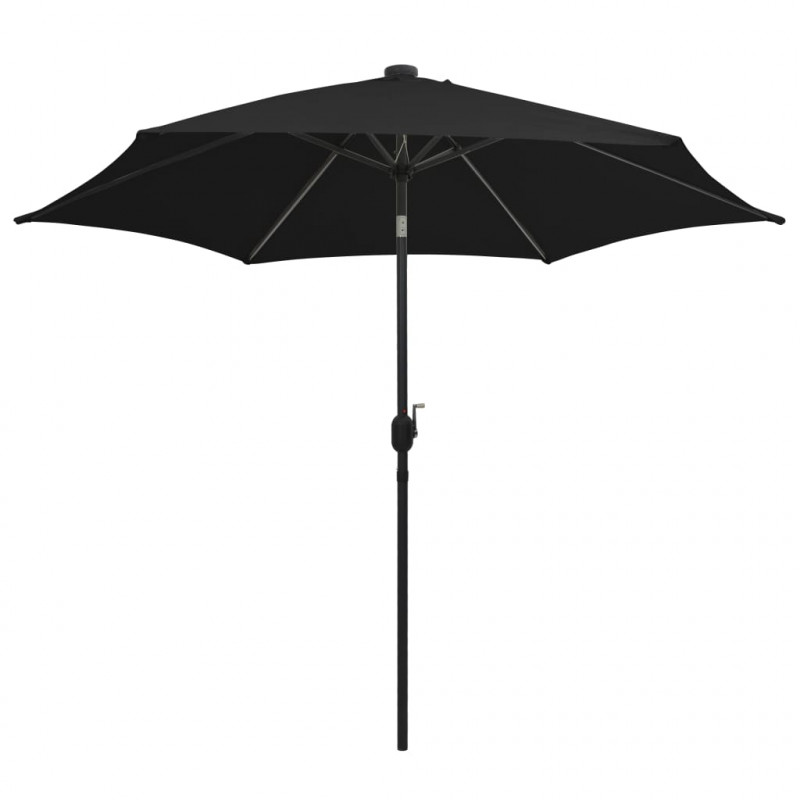 Parasol ogrodowy z LED i aluminiowym słupkiem, 300 cm, czarny