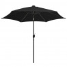 Parasol ogrodowy z LED i aluminiowym słupkiem, 300 cm, czarny