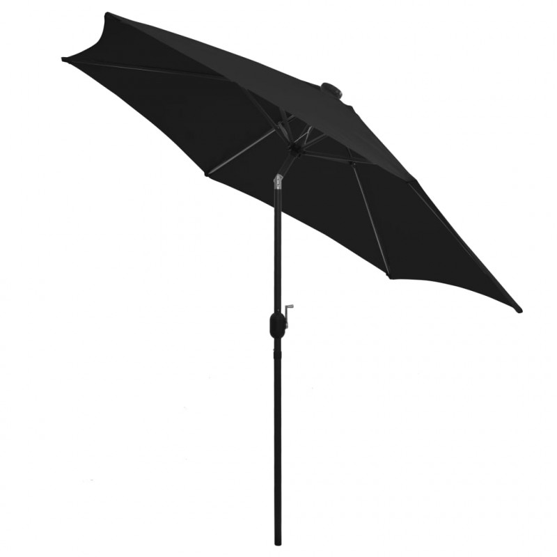 Parasol ogrodowy z LED i aluminiowym słupkiem, 300 cm, czarny