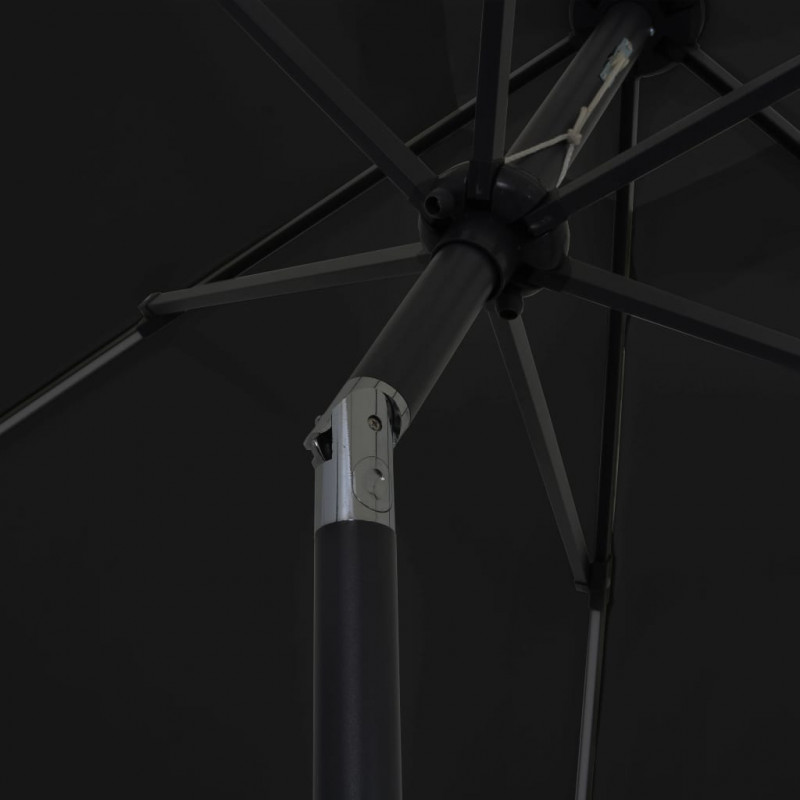 Parasol ogrodowy z LED i aluminiowym słupkiem, 300 cm, czarny
